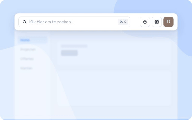 Zoeken op klanten, projecten en offertes via de zoekbalk