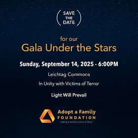 A save the date card for a gala for Adopt a Family Foundation, designed by one of the best creative marketing agencies. 