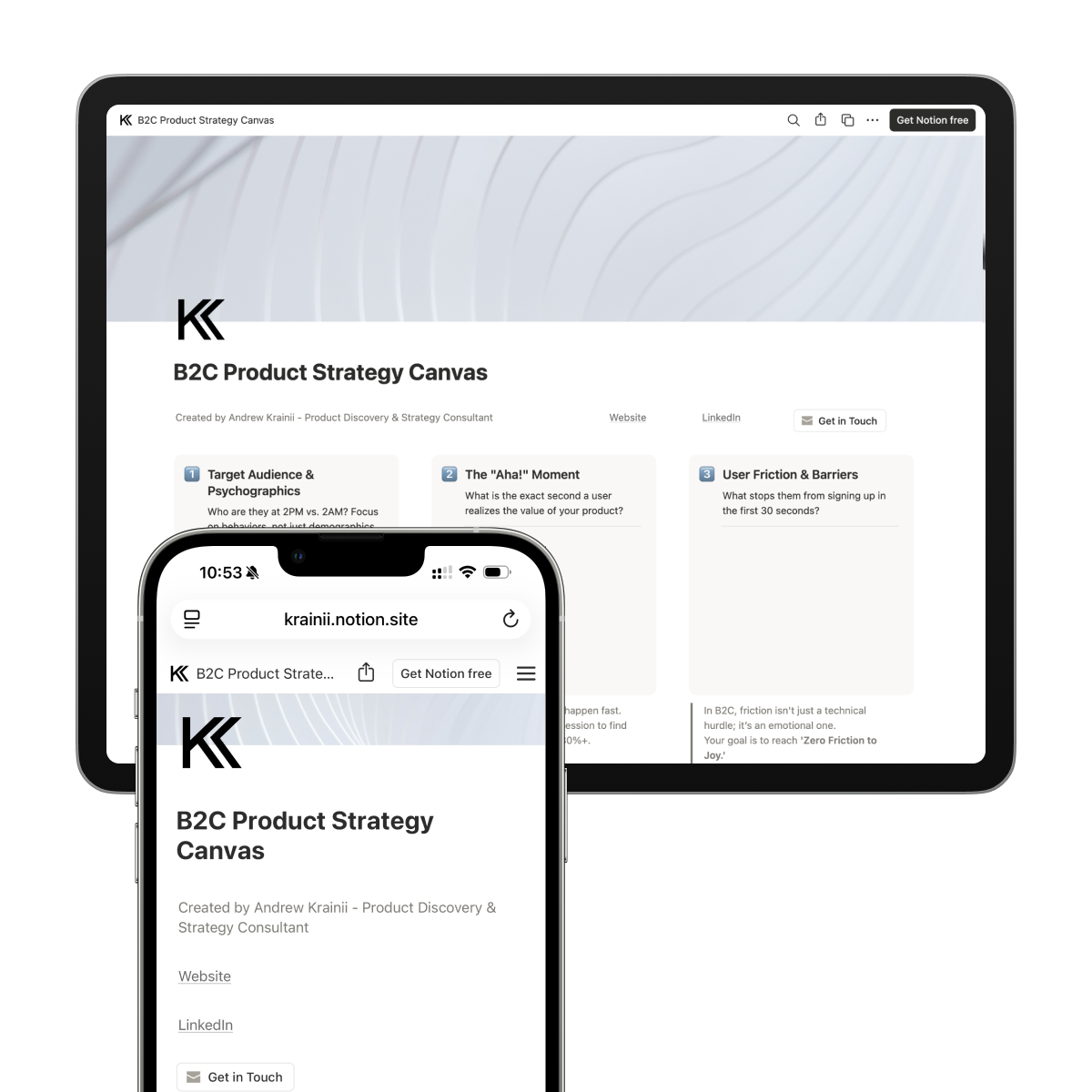 B2C Product Strategy Canvas