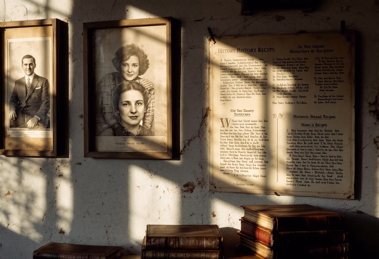 [background image] image of bakery's history wall