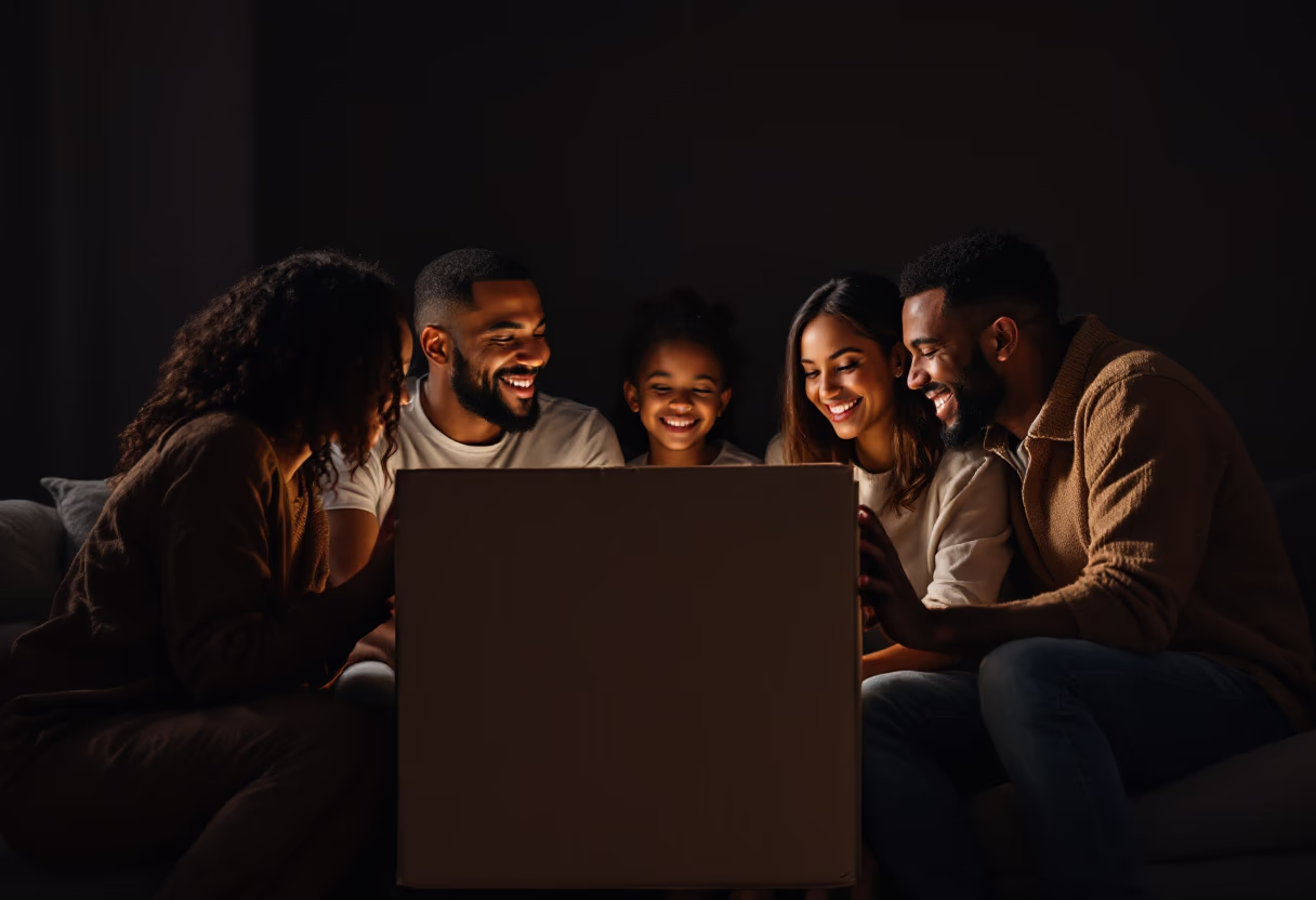 image of happy family moving