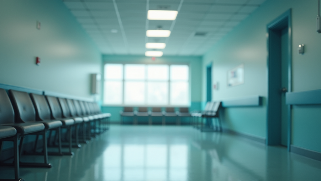 High angle view of a calm hospital waiting room with soft lighting
