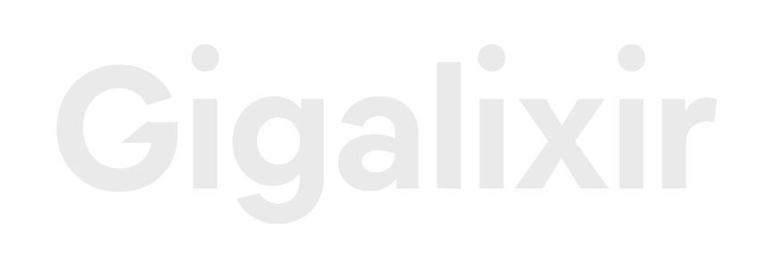 Gigalixir wordmark logo in stylized white font on black background.