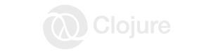 Clojure programming language logo featuring a black stylized letter C with layered green and blue shapes inside.