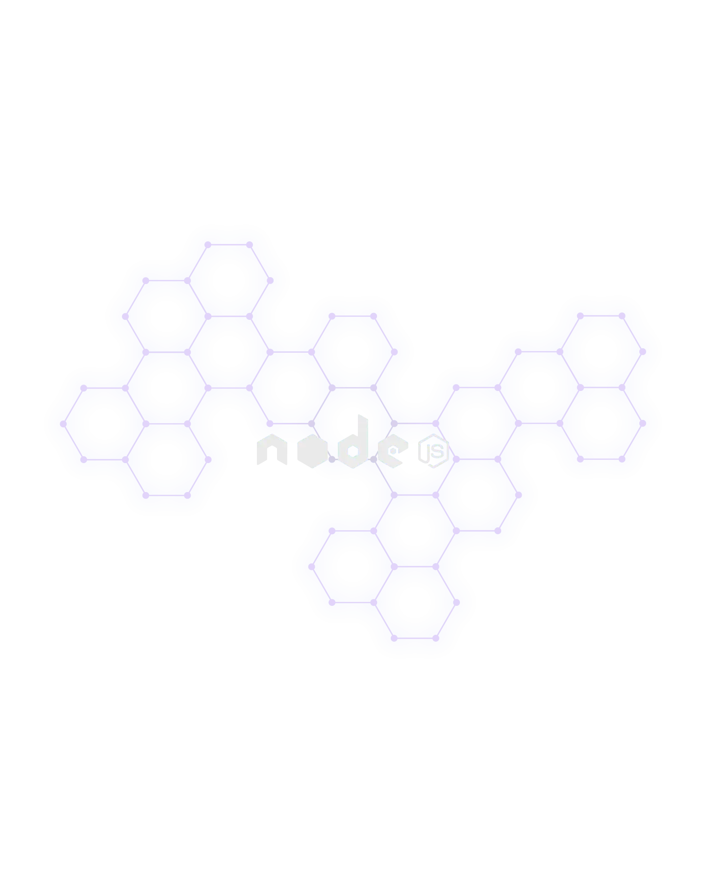 Blue hexagonal nodes interconnected forming an abstract network with the word 'nodes' in lowercase letters at the center.