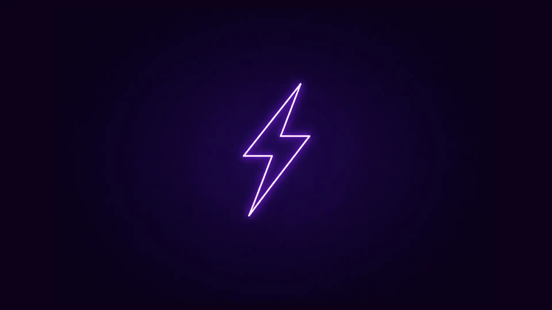 Glowing purple neon lightning bolt icon on a dark purple background.