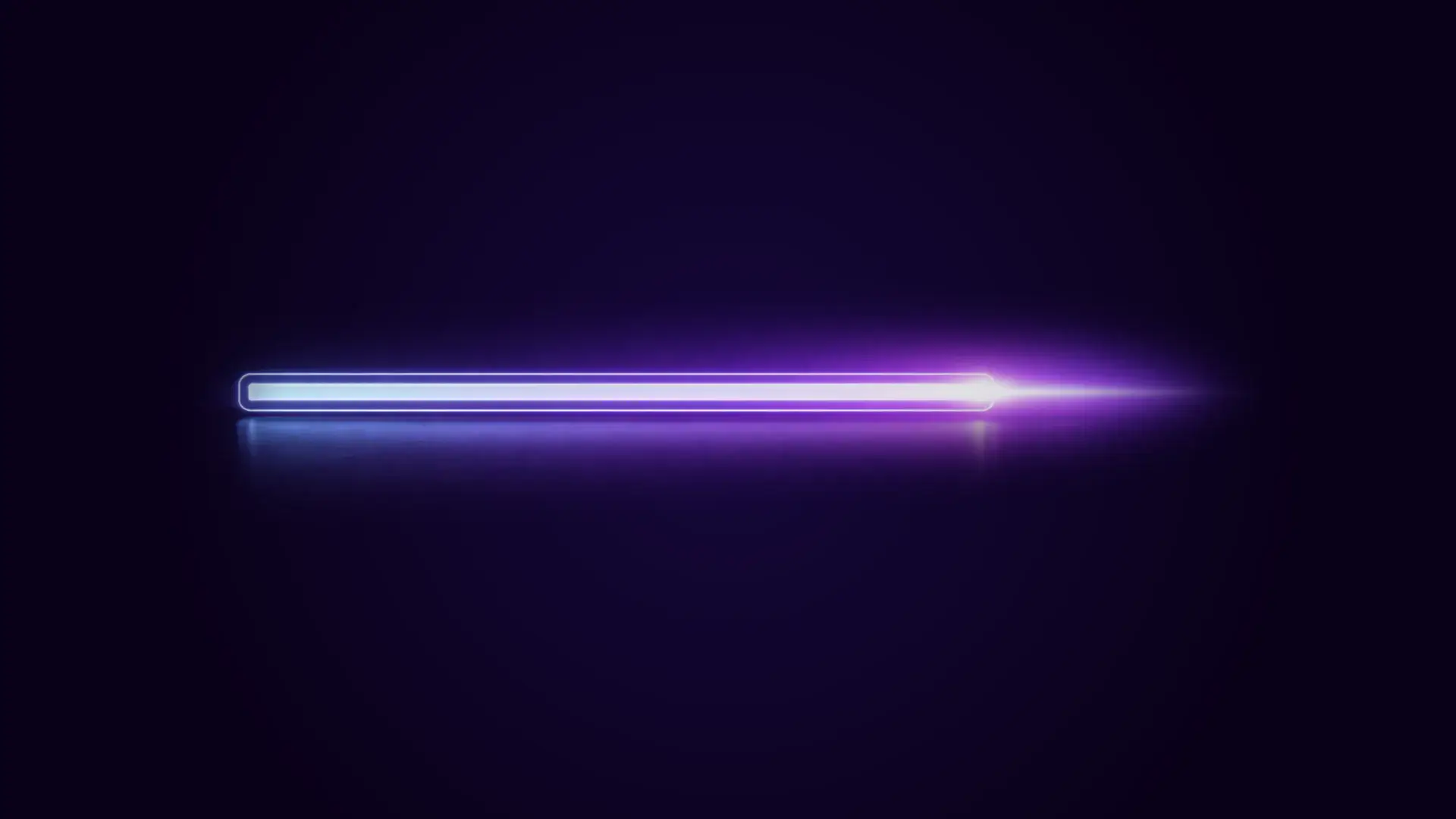 Horizontal glowing purple and blue neon bar with light reflection on dark background.