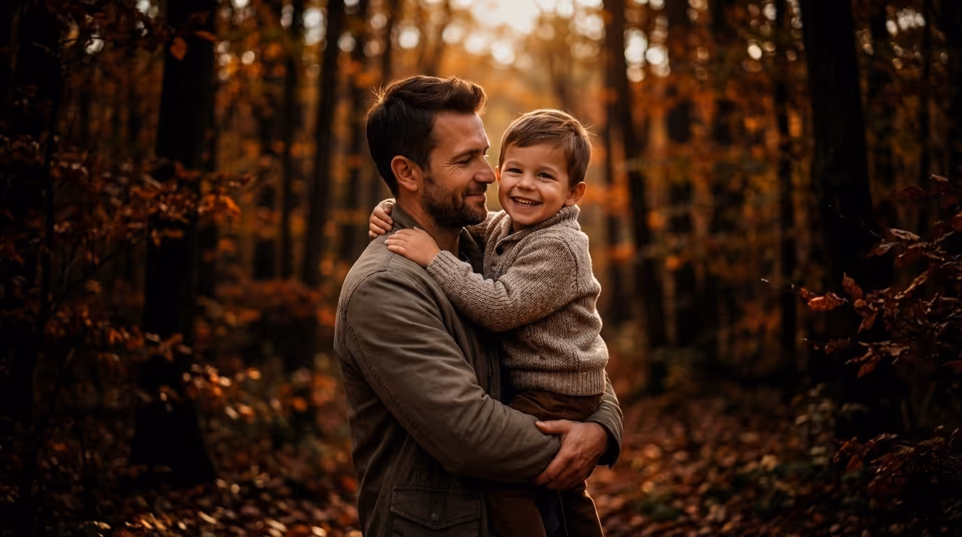 A man holding his child