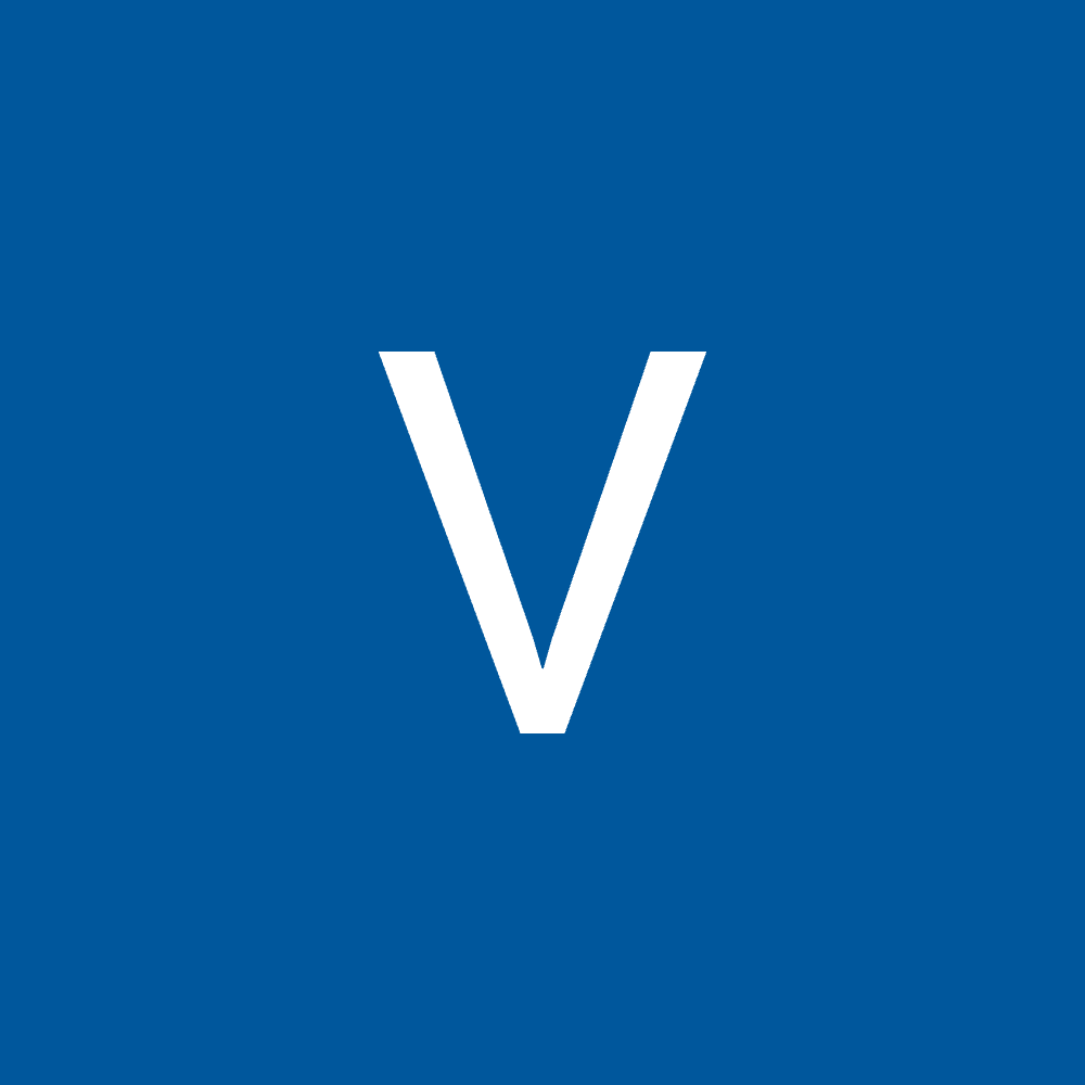 White letter V centered on a solid blue square background.