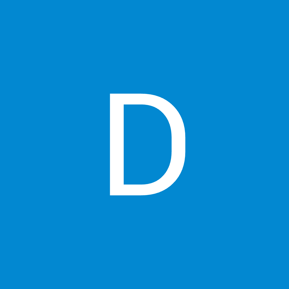 White capital letter D on solid blue background.