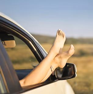 Person using a tablet showing a to-do list with tasks like revision plan, IT training, and booking a flight to NY, with a floating label reading 'Events'.