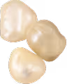 Three small light beige pearls with smooth surfaces.