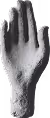 Grayscale image of an open left human hand with fingers extended and palm facing forward.