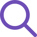 Purple magnifying glass icon symbolizing search.