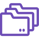 Icon of three overlapping purple file folders.