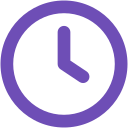 Icône d'une horloge violette indiquant 3 heures.