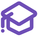 Icône de chapeau de remise des diplômes violet.