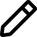 Une icône de crayon minimaliste blanche sur fond noir utilisée souvent pour représenter l'édition ou l'écriture.