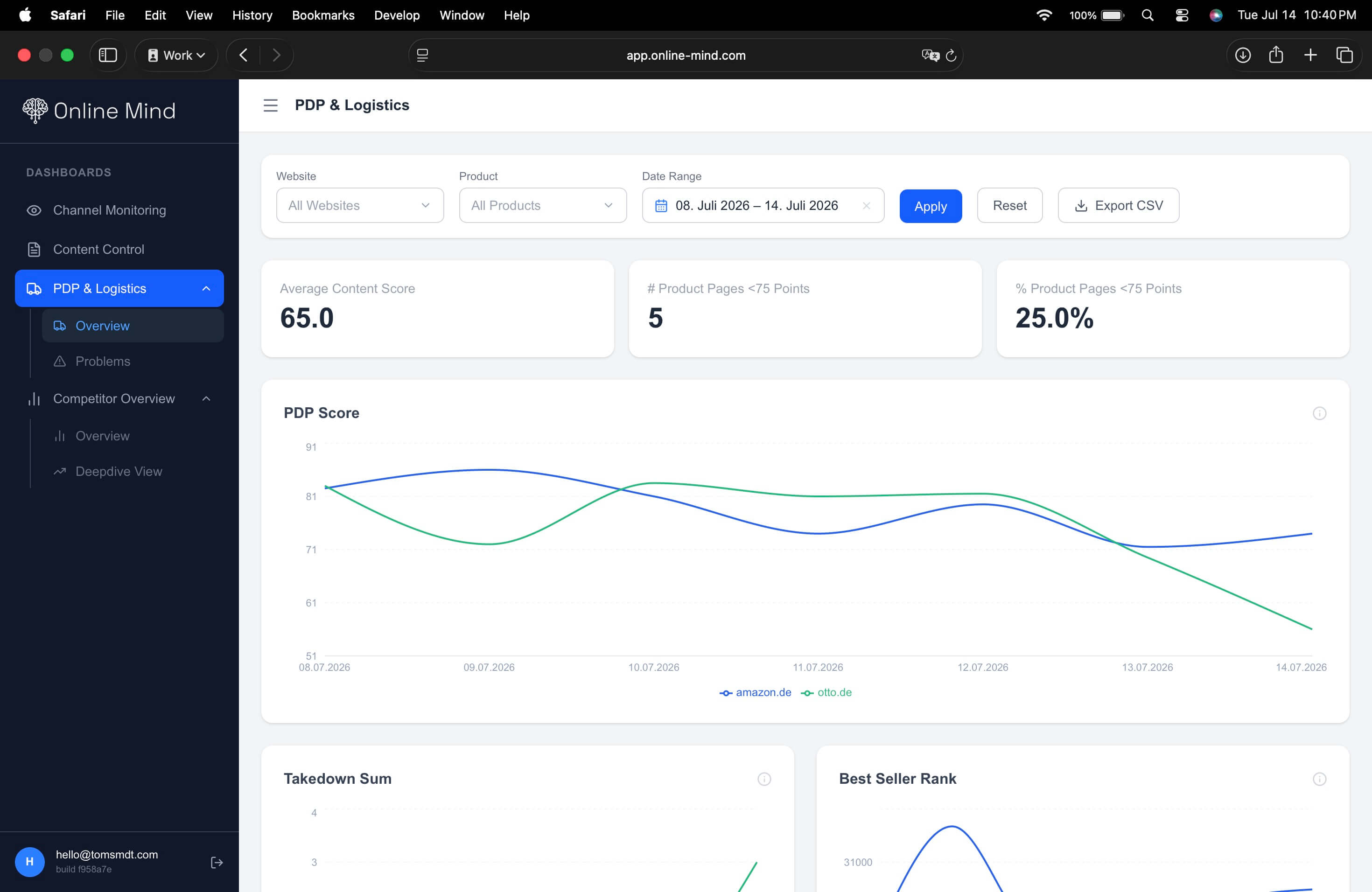 PDP and Logistics Dashboard