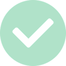 Black checkmark inside a light green circle.