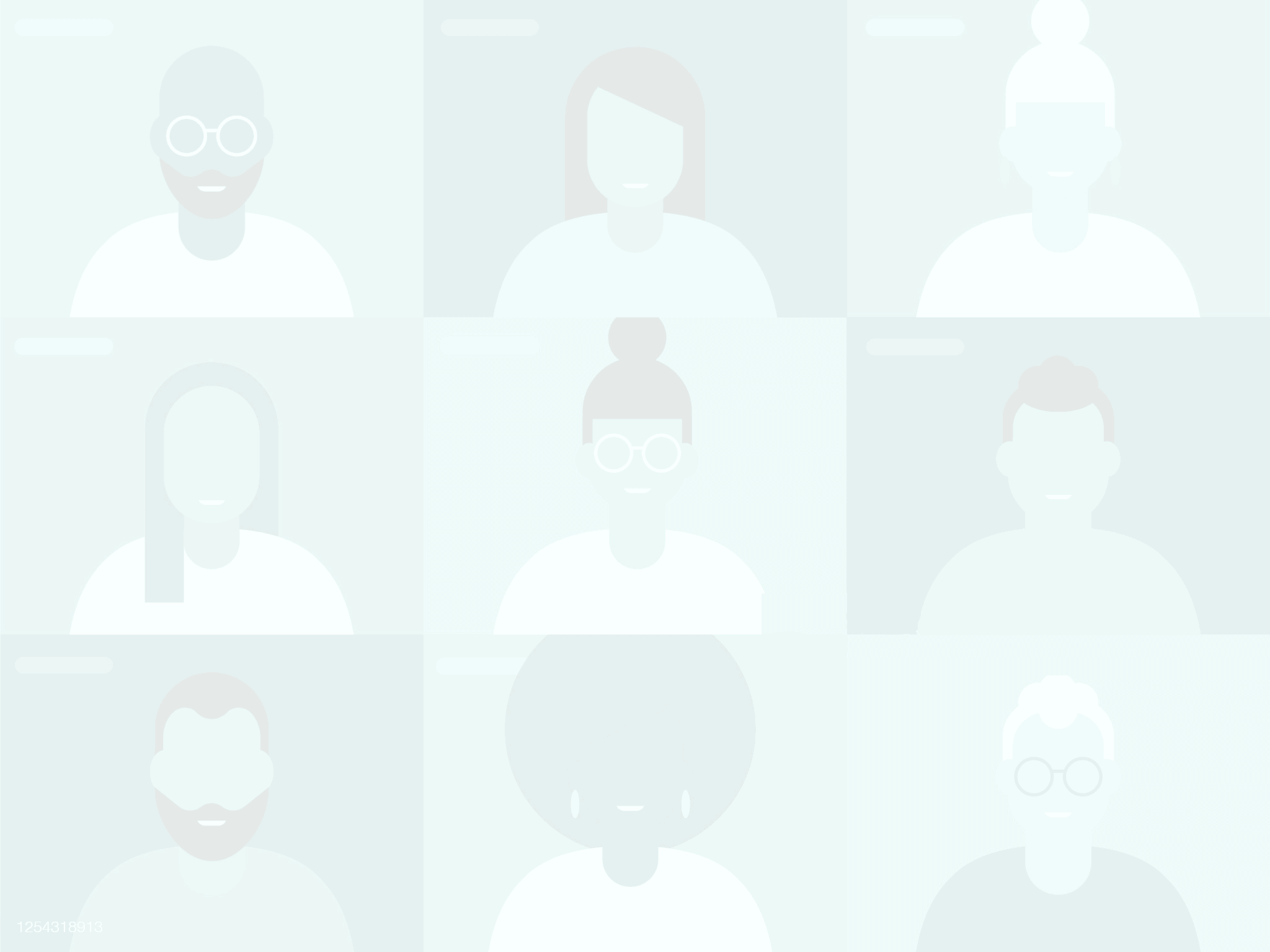 Illustration colorée représentant une diversité de personnes avec différentes coiffures et accessoires, organisée en grille 3x3.