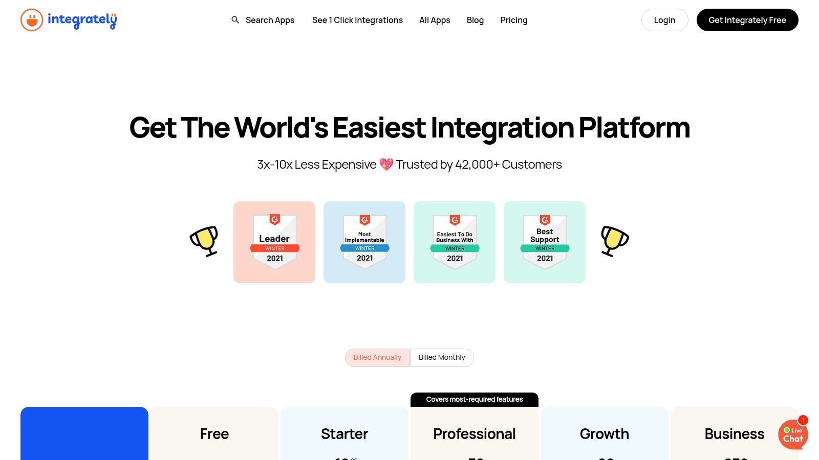 Integrately automation builder showing a simple workflow connection.
