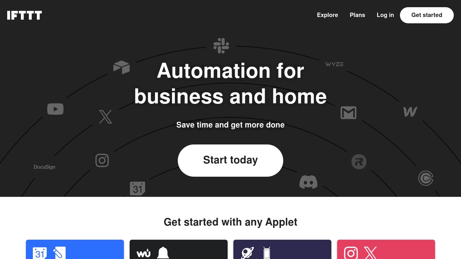 A screenshot of the IFTTT interface showing various connected services and applets.