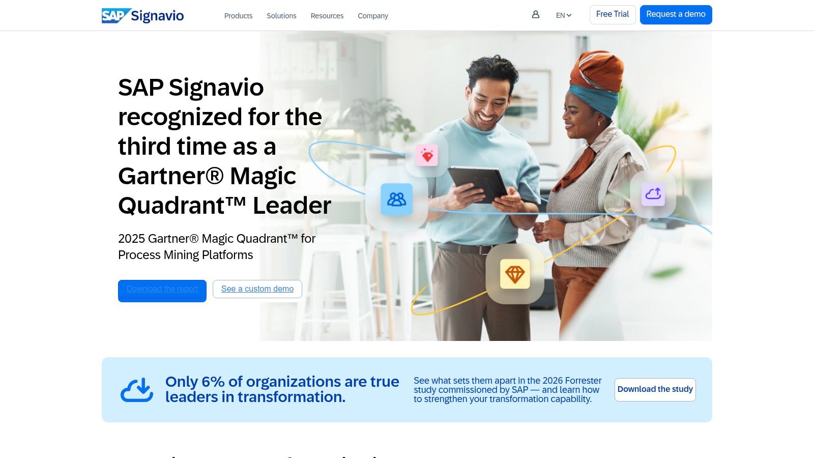 SAP Signavio platform showing business process collaboration features