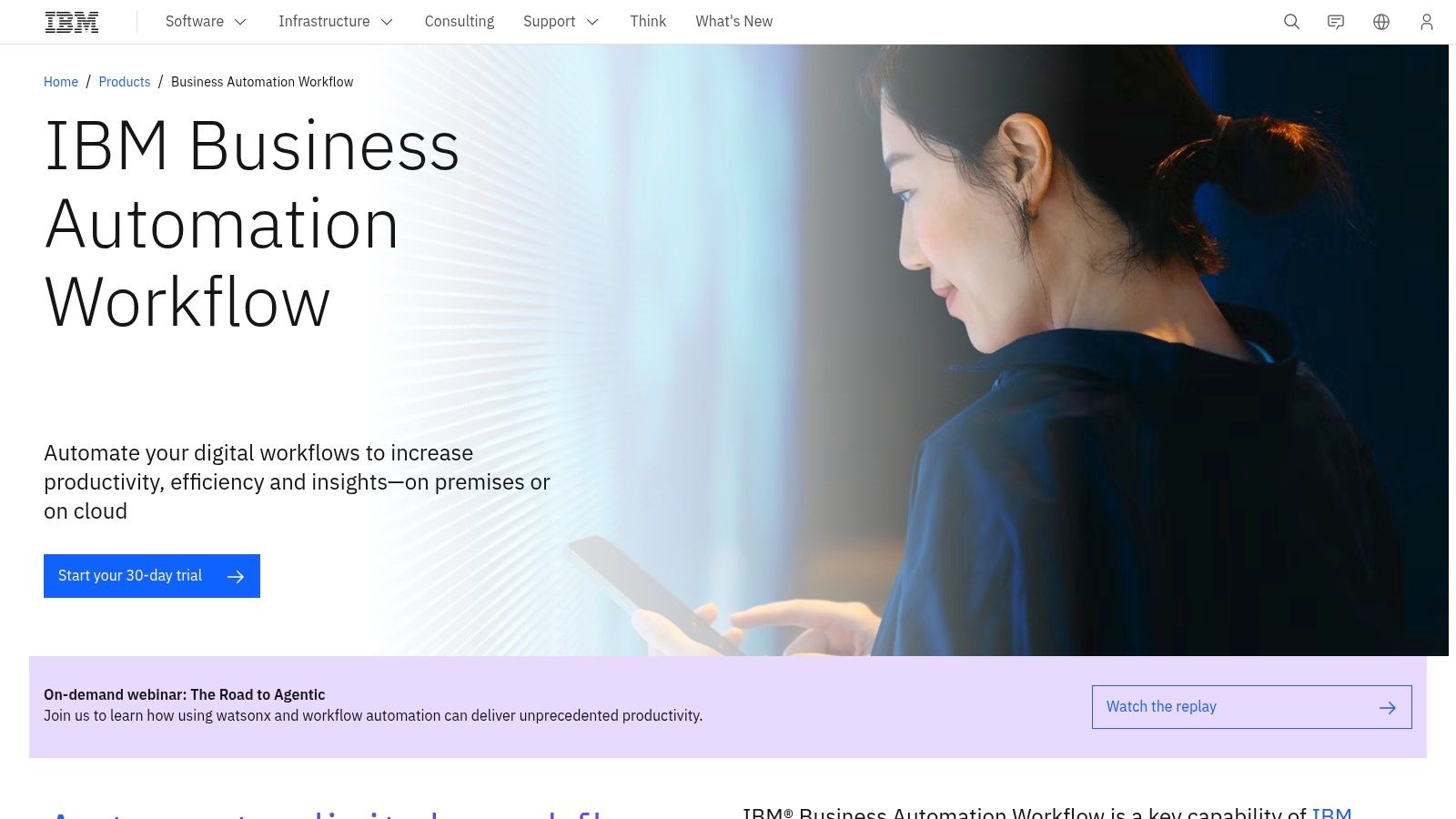 IBM Business Automation Workflow (BAW) product interface