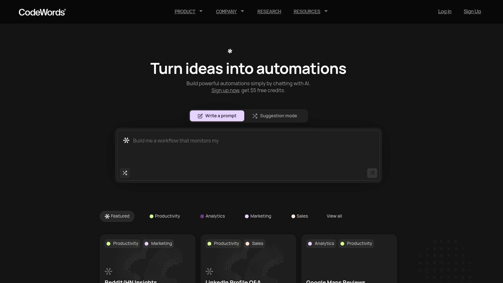 A person using the CodeWords AI platform to create workflow automation through a chat interface