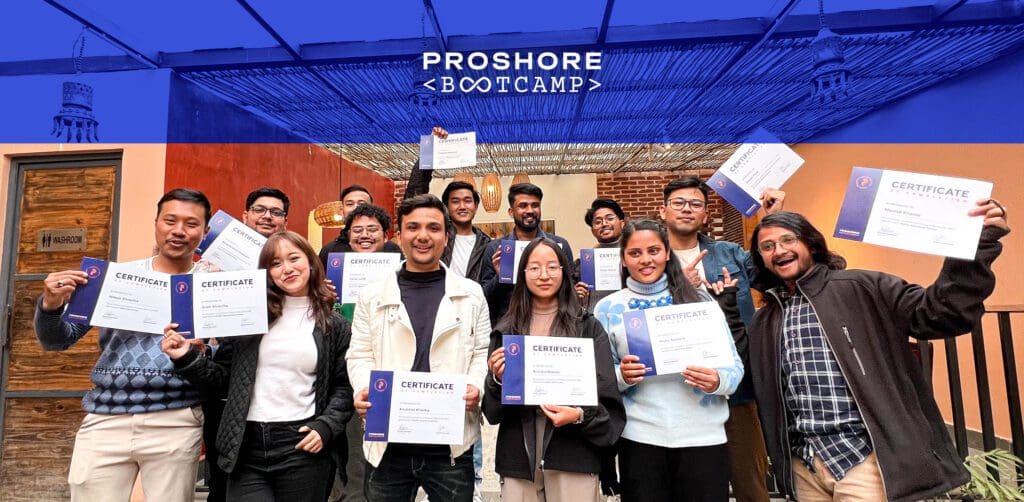 5th edition bootcampers from Proshore Bootcamp showing off their certificates during the graduation event