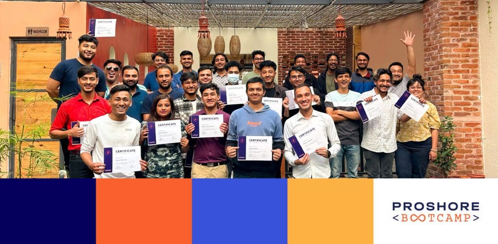 Proshore Bootcamp 4th edition graduated bootcampers and mentors taking a group photo