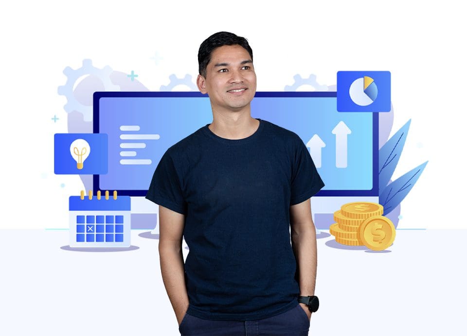 laravel developer with development cost illustration on the background