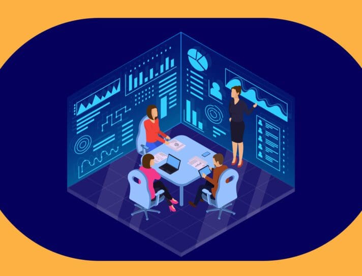 illustration showing management discussing it offshore outsourcing pros and cons for business