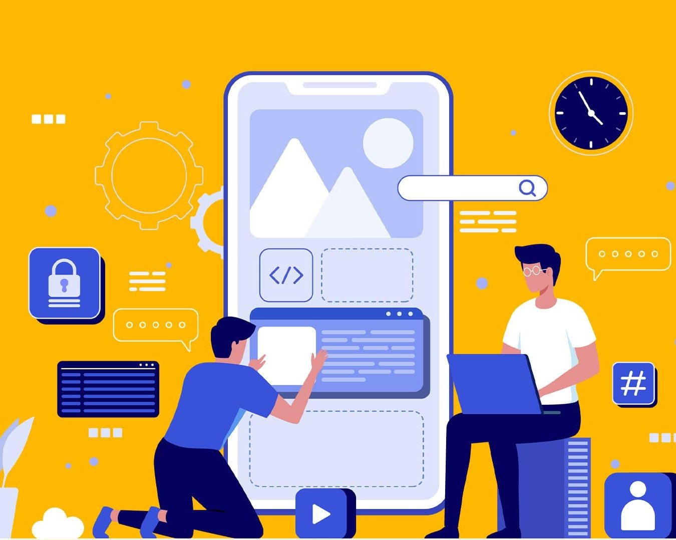 An offshore mobile app development team working on a mobile app
