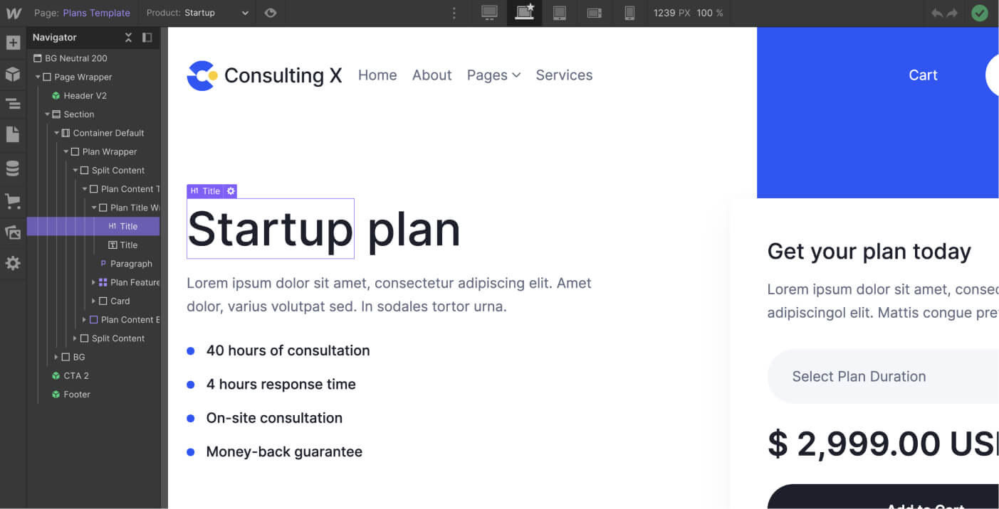 eCommerce Page - Consulting X Webflow Template