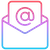 Icône colorée d'une enveloppe avec un symbole arobase au centre représentant un e-mail.