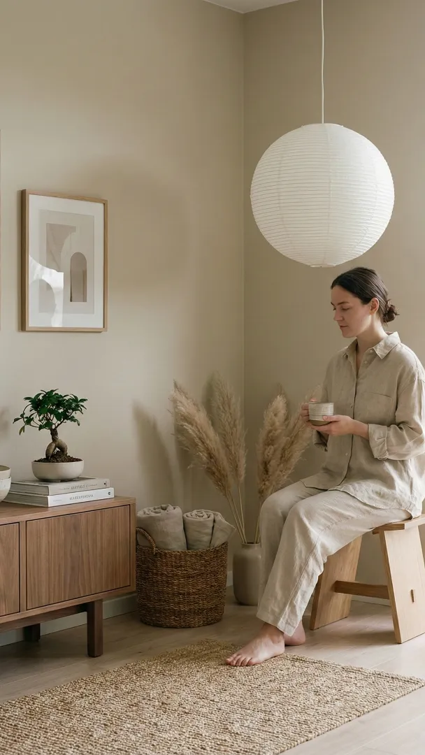 Harmonious blend of Japanese minimalism and Scandinavian functionality with clean lines.