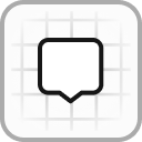 Speech bubble icon on a grid background.