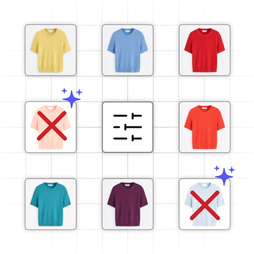 Illustration of two t-shirts surrounded by icons representing social feedback, favorites, signal strength, heartbeat, and analytics connected by blue lines.