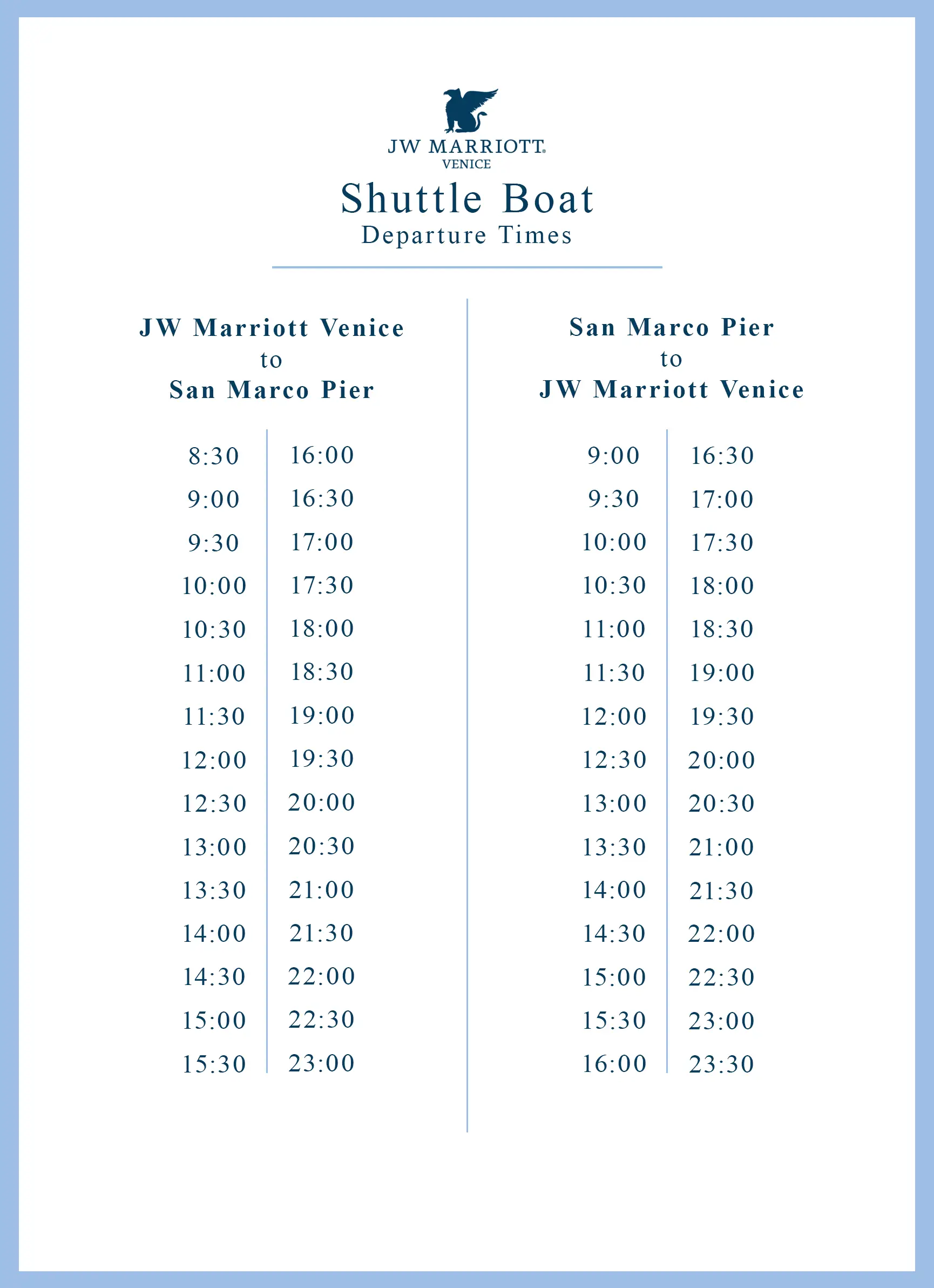 Shuttle Schedule