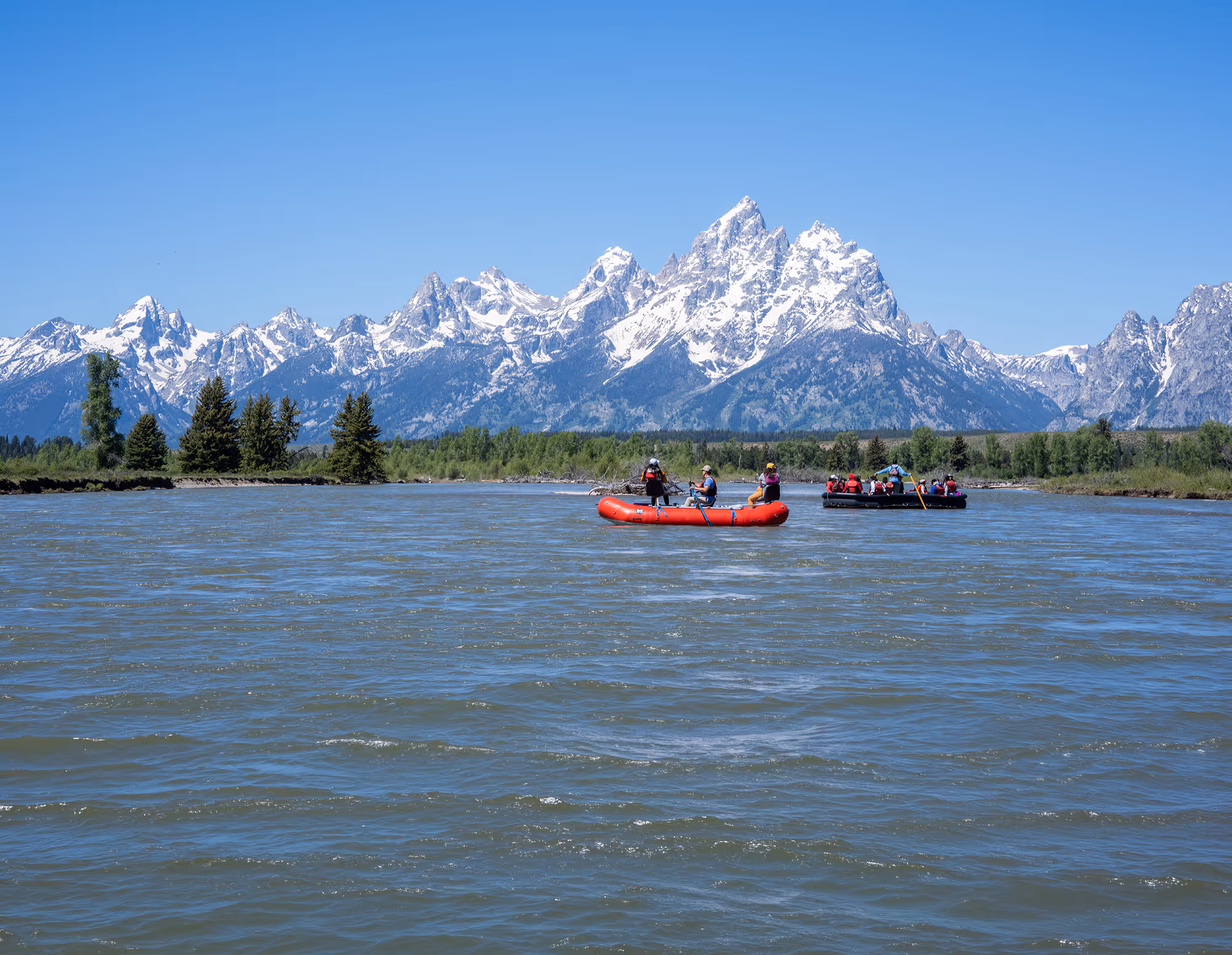 People rafting on the Snake River