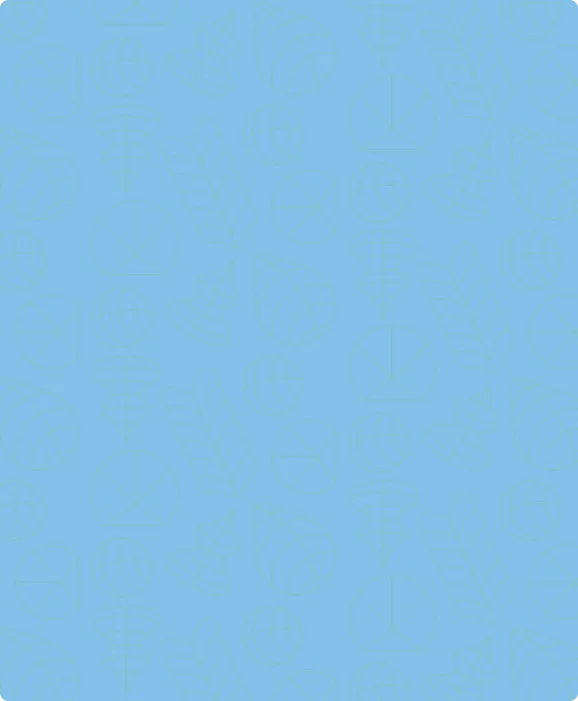 Blue background with a subtle repeated pattern of abstract circular and linear shapes.