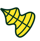 Yellow spinning top toy with green outlines and geometric patterns.