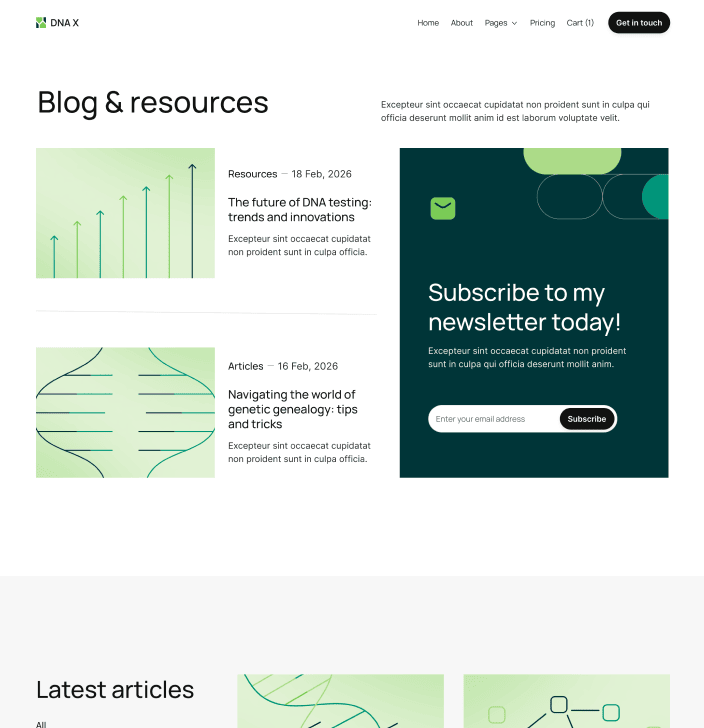 DNA X - Blog V3 Main Page - Health Tech Webflow Template