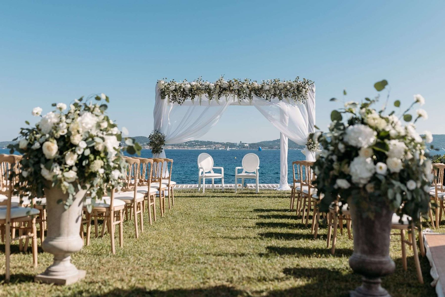 Wedding ceremony arch facing the sea