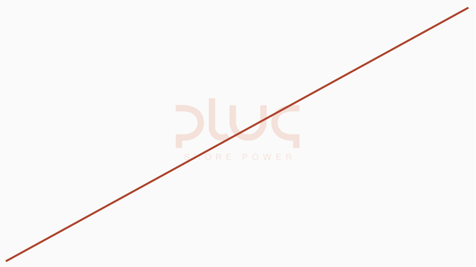 Logo with the word 'pluc' in stylized lowercase letters and 'STORE POWER' below it, crossed out by a diagonal reddish-brown line from bottom left to top right.