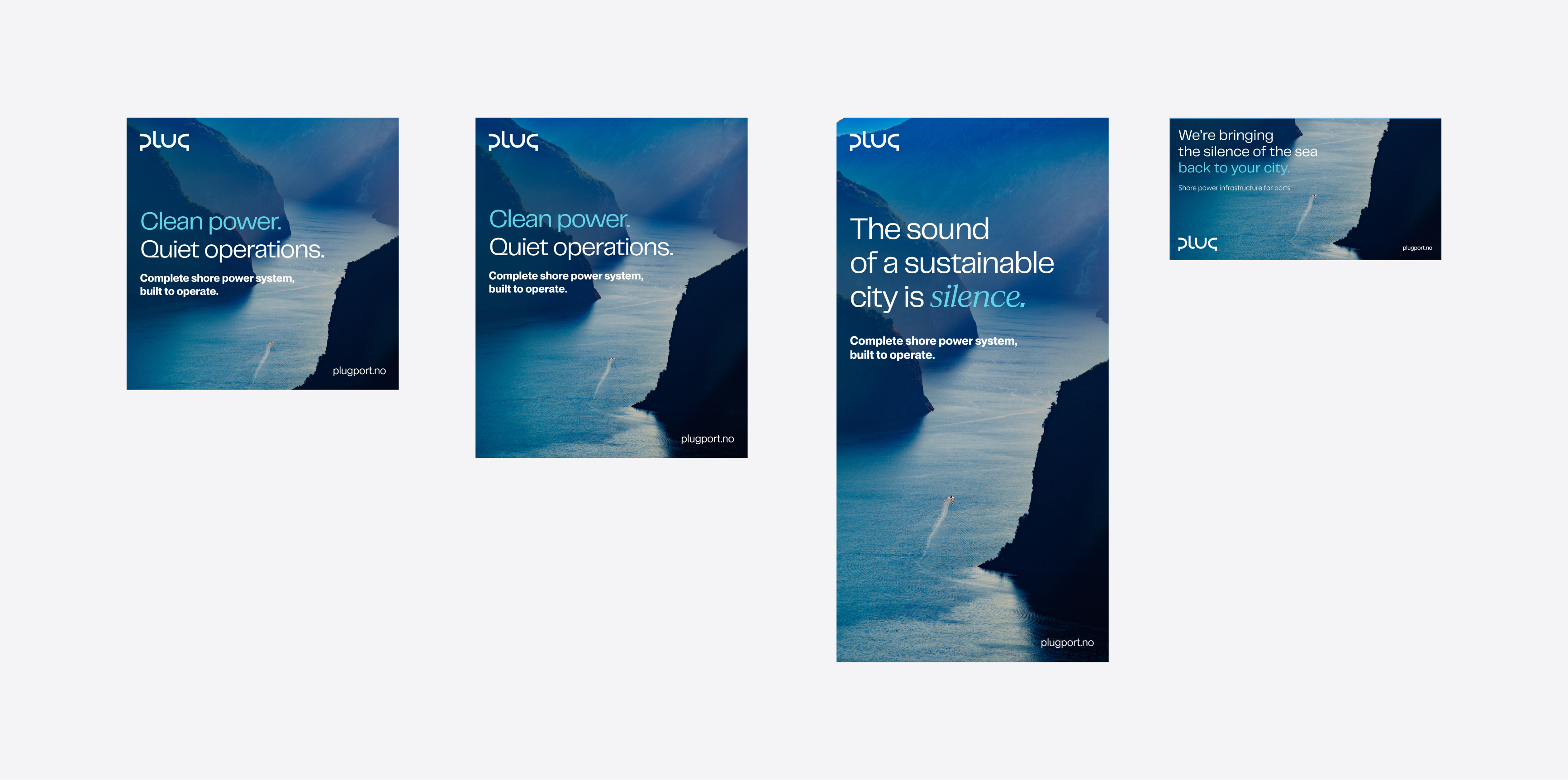 Aerial view of a boat sailing through a narrow fjord with steep cliffs and calm blue water in Norway.