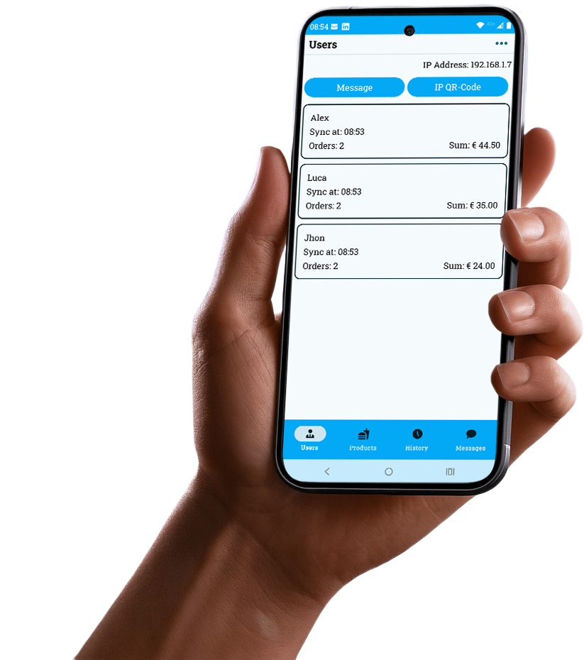 She holds the main device showing real-time data and product lock features