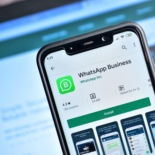 Interfaz de WhatsApp Business, plataforma que LFI optimiza para el envío de mensajes de marketing estratégico.
